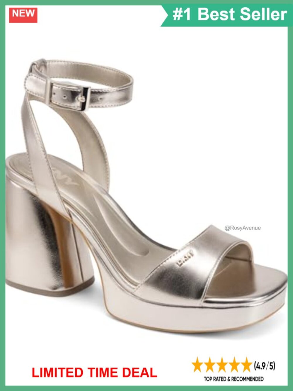 DKNY Scotia Ankle Strap Block Heel Pump Closed Toe Business Casual